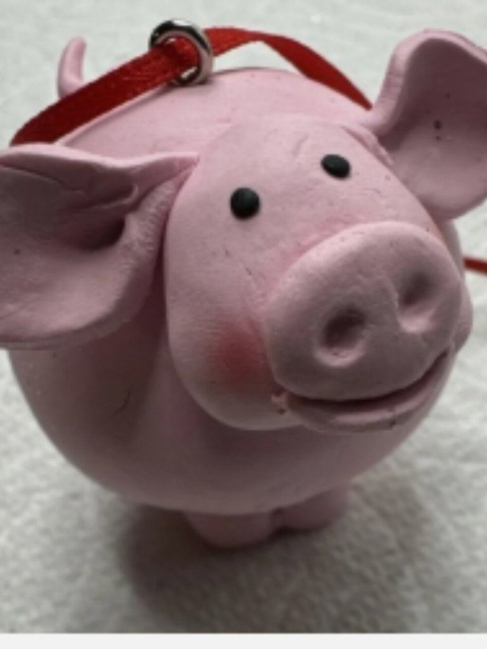 Cost Plus World Market Clay Pig Christmas Ornament Pink Curly Tail